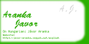 aranka javor business card